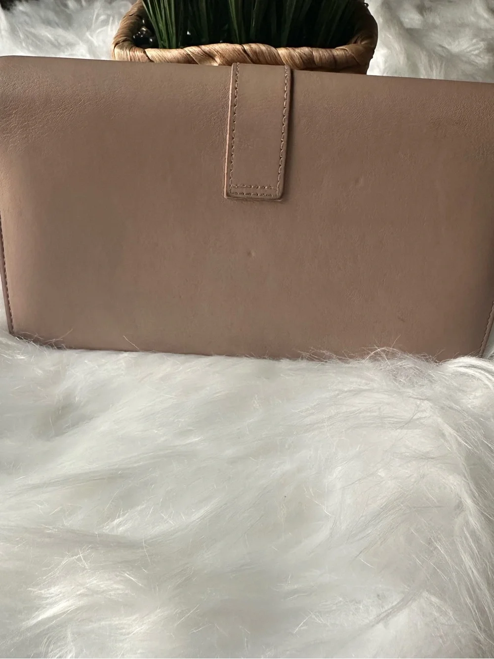 Saint Laurent YSL Beige Leather Wallet Convertible Chain Crossbody